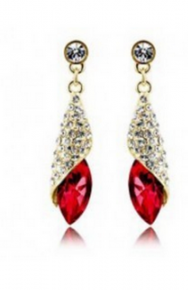 Ziskoun náušnice Long Drop Earrings- gold CE000038 Barva: Červená