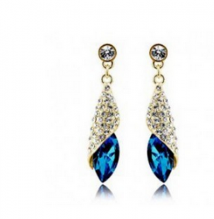 Ziskoun náušnice Long Drop Earrings- gold CE000038 Barva: Modrá
