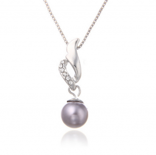 Ziskoun řetízek s přívěskem perly a zirkony PN00002 Barva: Stříbrná