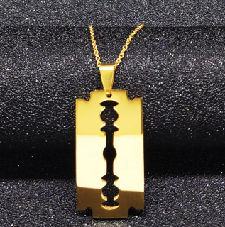 Ziskoun řetízek s přívěskem z chirurgické oceli ,,žiletka,, silver/gold PN000036 Barva: Zlatá