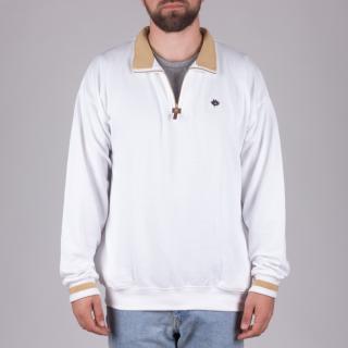 Magenta Club Neck Zip White Velikost: L