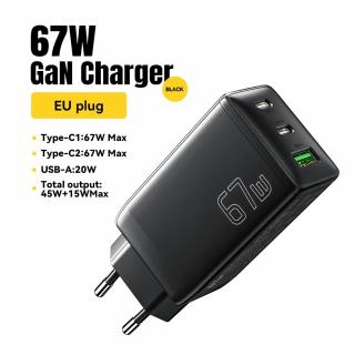 Essager 3-port GaN Charger 67 W Barva: Černá