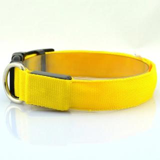 Svítící LED obojek pro psy L (43-52cm) Barva: Žlutá