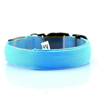 Svítící LED obojek pro psy M (37-48cm) Barva: Modrá