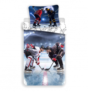 Bavlněné povlečení 3D fototisk 140x200 + 70x90 cm - Lední Hokej
