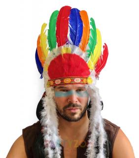 Barevná indiánská čelenka náčelník