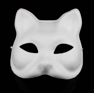 Bílá kočičí maska k domalování