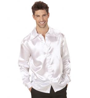Bílá retro košile saténová Pánské velikosti kostýmů: M (46-48)