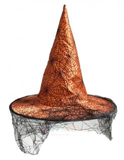 Čarodějnický klobouk oranžový se závojem