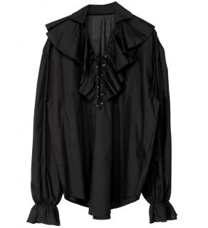 Černá pirátská košile se šněrováním Pánské velikosti kostýmů: M (46-48)