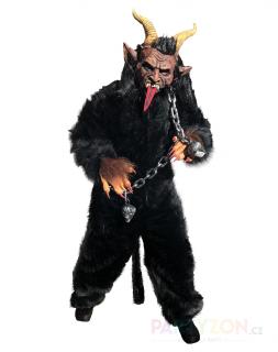 Černý huňatý kostým pro čerta (Krampus) Pánské velikosti kostýmů: L (50-52)