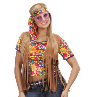 Dámská hippies vesta a čelenka Dámské velikosti kostýmů: M (40-42)