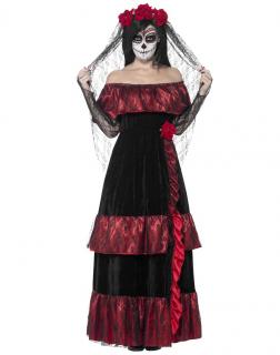 Dámský kostým Den mrtvých deluxe Dámské velikosti kostýmů: XL (48-50)
