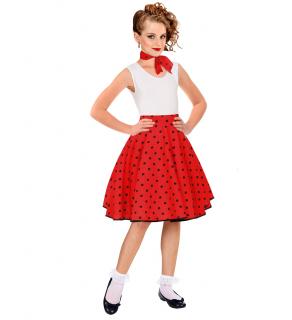 Dětská červená sukně s šátkem s puntíky