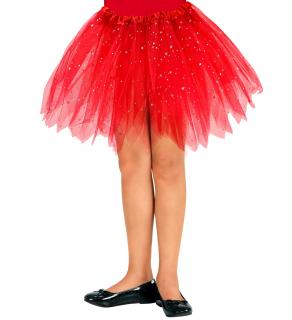 Dětská červená tutu sukně s hvězdami 30 cm