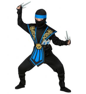 Dětský kostým japonský ninja modrý Dětské velikosti kostýmů: 116 cm (4-5 let)