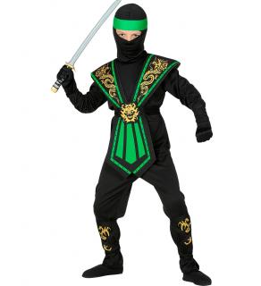 Dětský kostým japonský ninja zelený Dětské velikosti kostýmů: 116 cm (4-5 let)