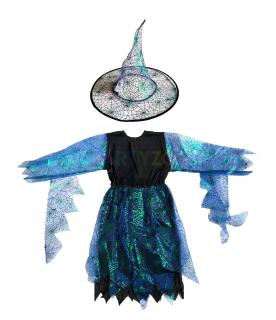 Dětský kostým pro čarodějnici modrý Dětské velikosti kostýmů: L (10-12 let)