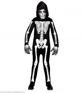 Dětský overal kostlivec s kapucí Dětské velikosti kostýmů: 128 cm (5-7 let)