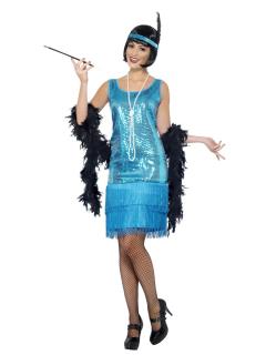 Flapper šaty flitrové modré Dámské Velikosti Kostýmů: L (44-46)