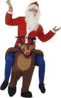 Jezdec Santa na sobovi piggyback