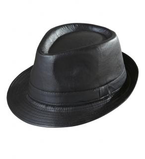Koženkový fedora klobouk černý