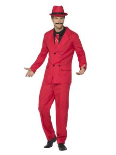 Mafiánský kostým oblek červený Pánské velikosti kostýmů: L (50-52)