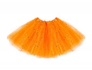 Oranžová tutu sukně s hvězdičkami 40 cm Barva tylové tutu sukně: oranžová