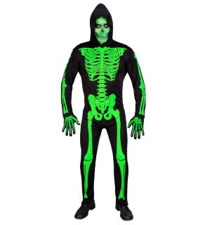 Overal zelený kostlivce s kapucí pro dospělé Pánské velikosti kostýmů: M (46-48)
