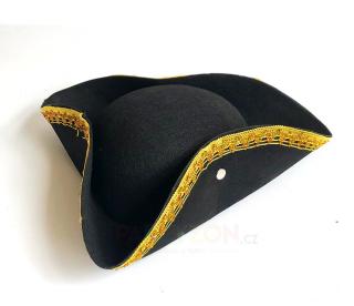 Pirátský klobouk třírohák zlaté zdobení