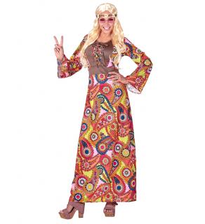 Retro kostým dlouhé hippies šaty Dámské Velikosti Kostýmů: L (44-46)