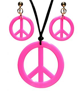 Růžové náušnice a náhrdelník Peace