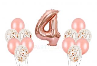 Růžový set balónky a foliový balónek číslo 4