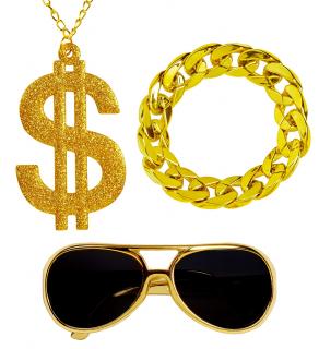 Sada Zlaté brýle, dolar a náramek