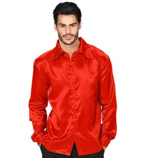 Saténová košile červená Pánské velikosti kostýmů: L (50-52)