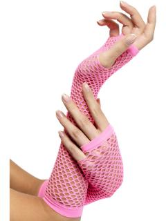 Síťované rukavice bez prstů růžové