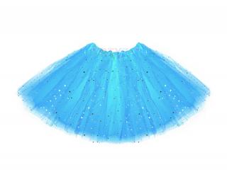 Světle modrá TUTU sukně s hvězdičkami 40 cm Barva tylové tutu sukně: modrá