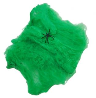 Umělá pavučina s pavouky zelená 1,5m