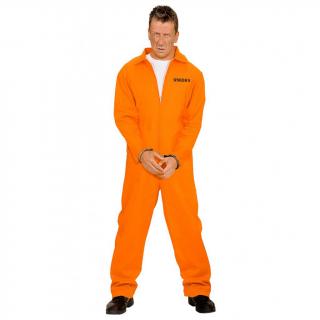 Vězeňská uniforma oranžová + pouta Pánské velikosti kostýmů: L (50-52)