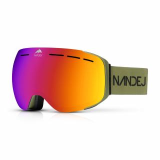 Lyžařské brýle NANDEJ MNG Green/ Red Brýle + pevné ochranné pouzdro