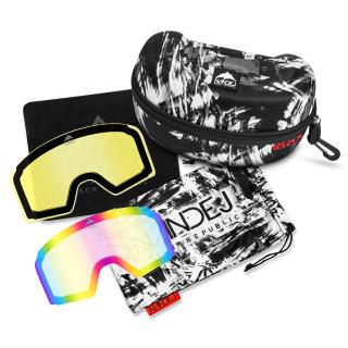 Lyžařské brýle NANDEJ MOUNT NEW - Black/ ice blue Brýle + pouzdro + dvě náhradní skla - rozjasňovací/čirá