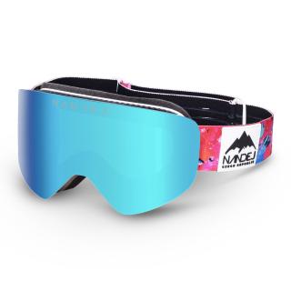 Lyžařské brýle NANDEJ VISTA Splash pink, světle modrý zorník S3 Brýle + pevné ochranné pouzdro