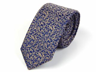 Kravata ČH 7 cm ornament modrá/béžová
