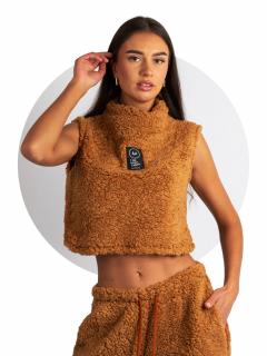 Mikina Fluffy Crop Brown Velikost: M