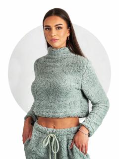 Mikina Fluffy Crop Sleeve Mint Velikost: XL