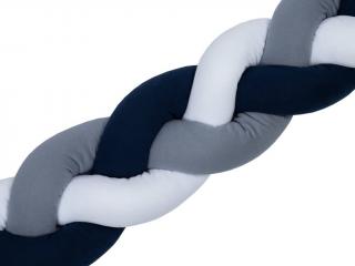Copánkový mantinel 210 cm barva: tmavě modrá/šedá/bílá