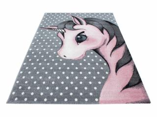 Dětský koberec - Hlava jednorožce barva: šedá x růžová, rozměr: 120x170