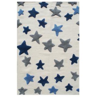 Dětský koberec Hvězdná louka barva: přírodní-modrá, rozměr: 100 x 160 cm