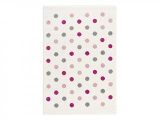 Dětský koberec - krémový s puntíky barva: krémovo/růžová-stříbrnošedá, rozměr: 120 x 180 cm