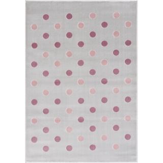 Dětský koberec - krémový s puntíky barva: stříbrnošedá-růžová, rozměr: 100 x 160 cm